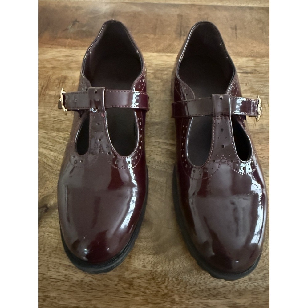 Gap Kids Mary Jane Shoes Size 3 Burgundy Patent Lug Sole Uniform Preppy